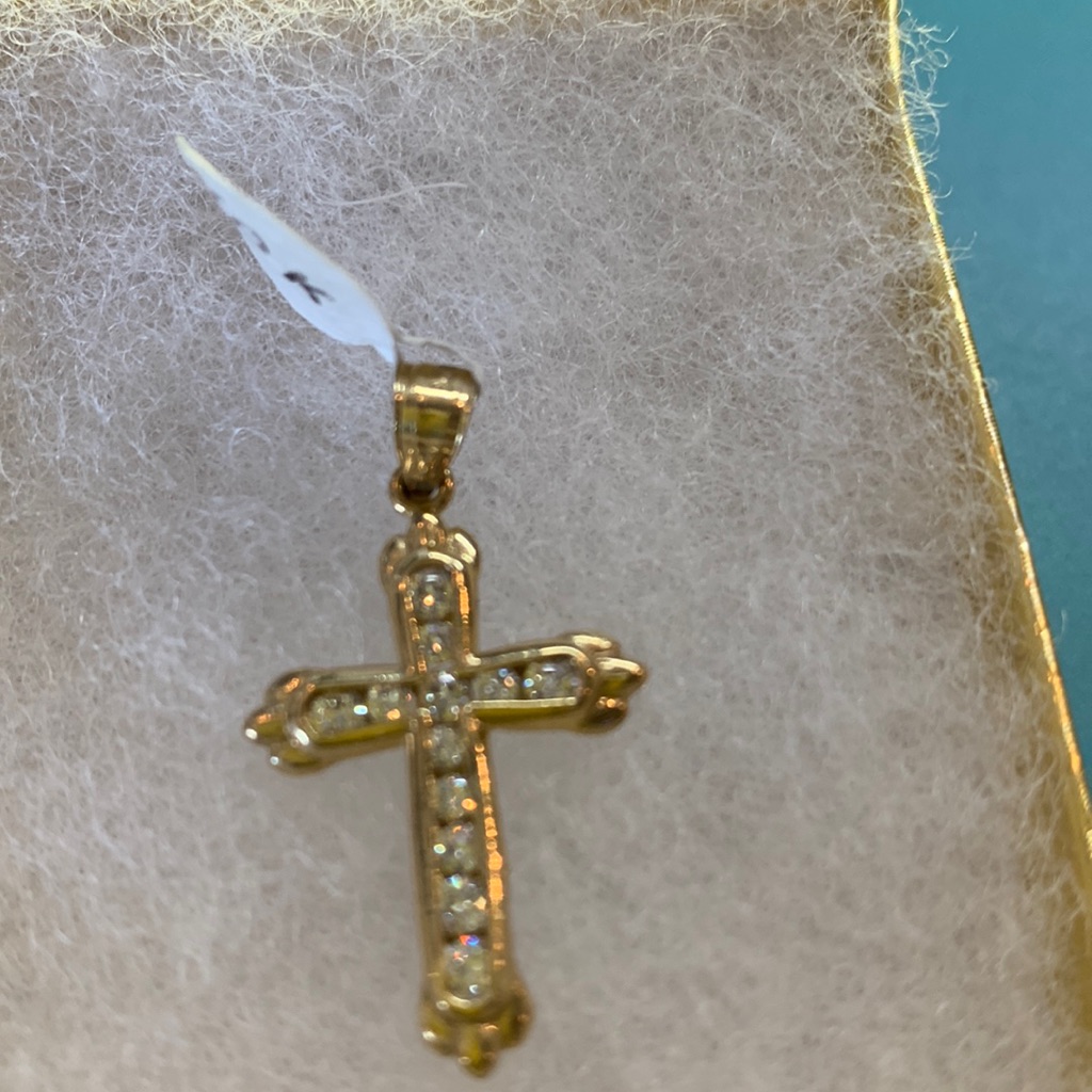 Beautiful 10k Cz’s Cross With Tag